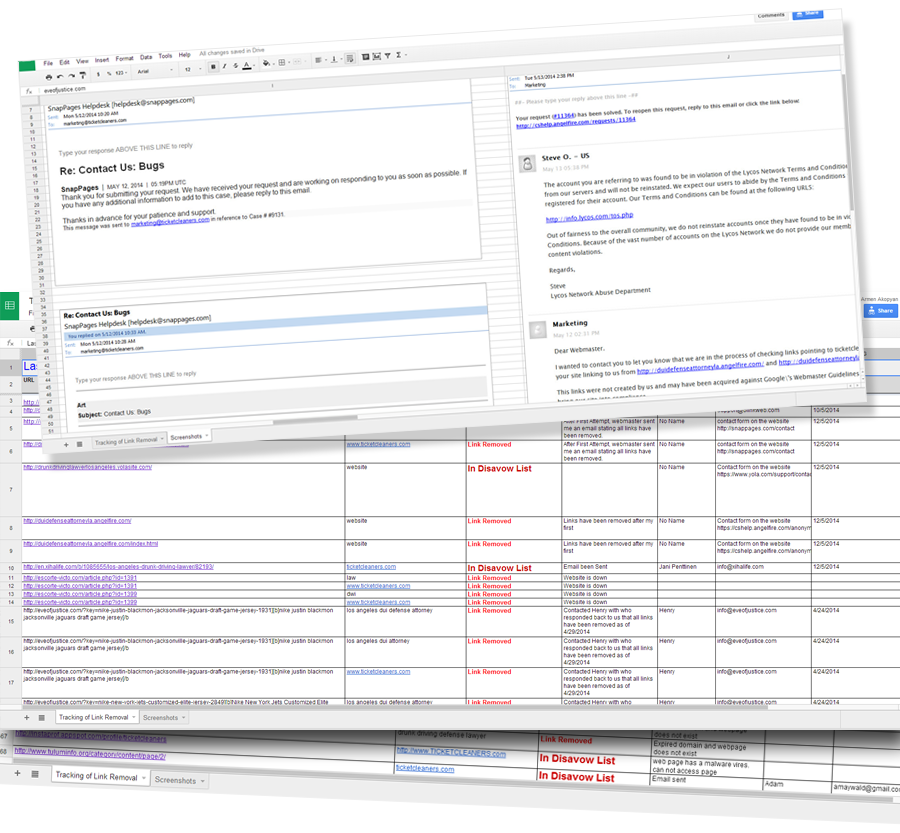 Documentation of Link Removal Request