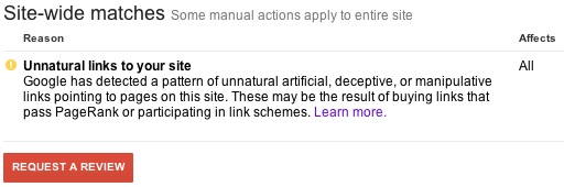 Site-Wide Manual Action by Google