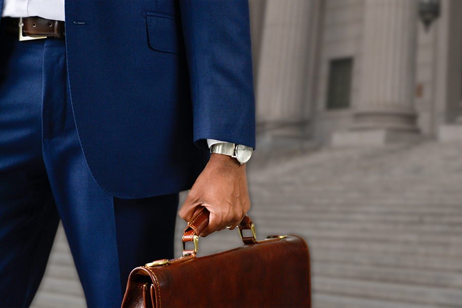 Attorney on court steps