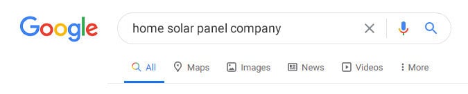 Searching Solar Company On Google