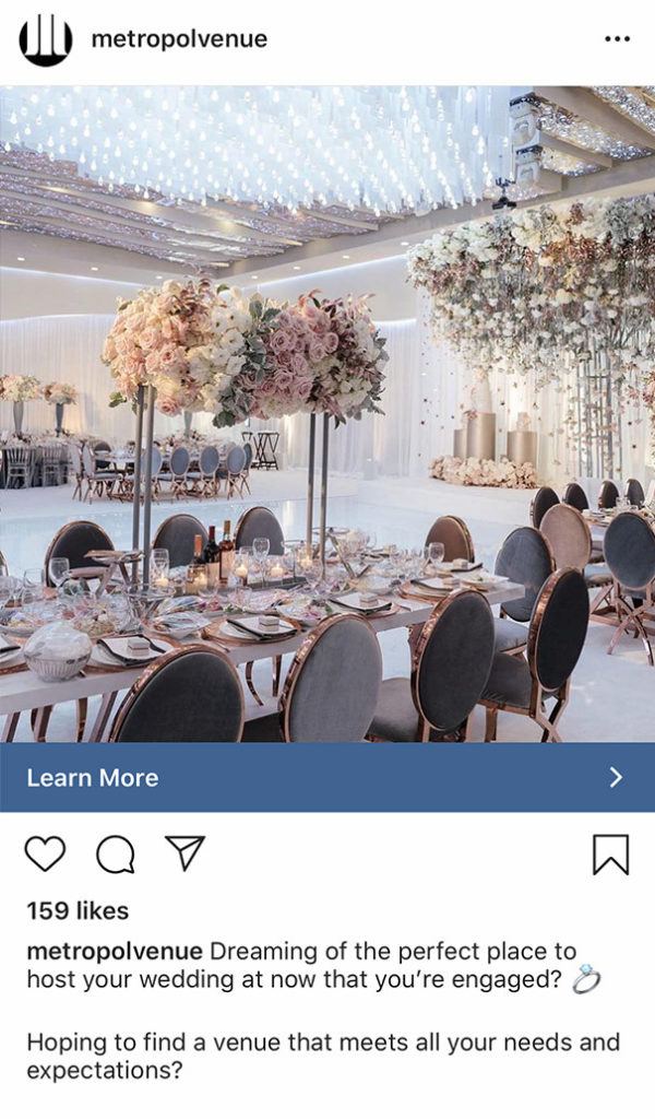Wedding Venue Instagram Paid Advertising